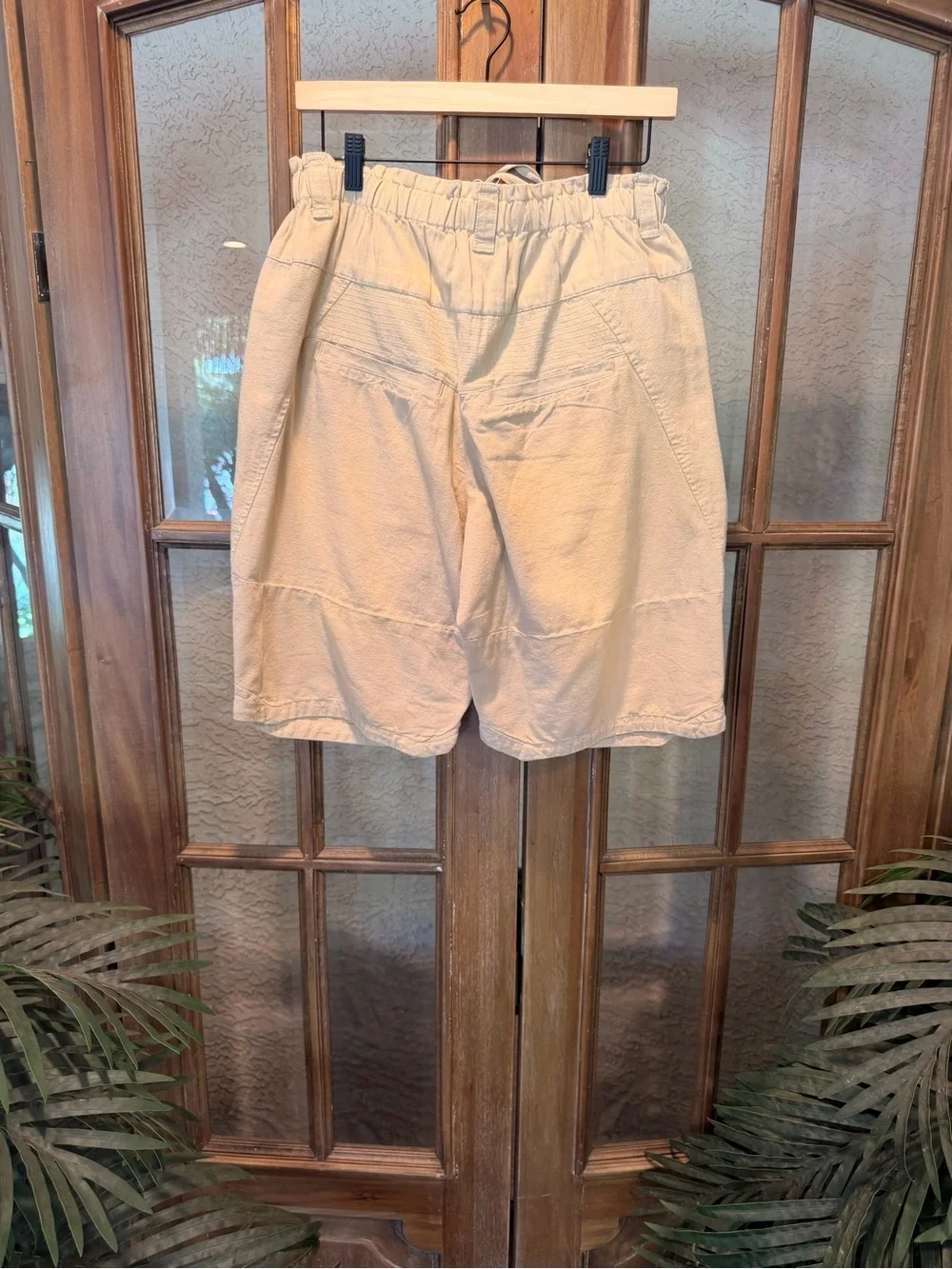 NWT Free People Weathered Charcoal Black Cargo Shorts with Elastic Waist and Tie